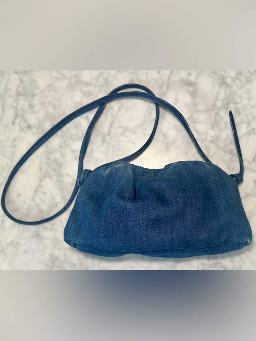 Mansur Gavriel Denim Mini Cloud Clutch Crossbody Bag